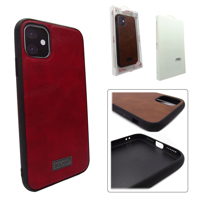 Чехол кожаный Sulada для Apple iPhone 11 Pro, красный